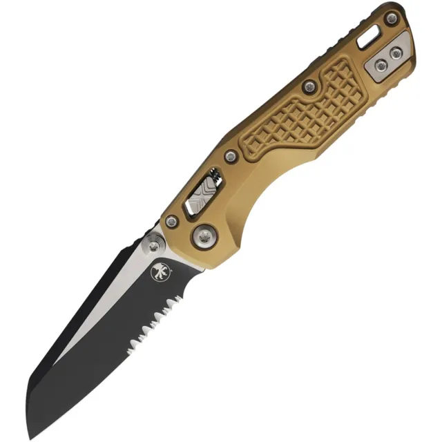 Microtech MSI Mini 210M-2FRTA 3.19 In Wharncliffe Black Part Serrated - MICROTECH