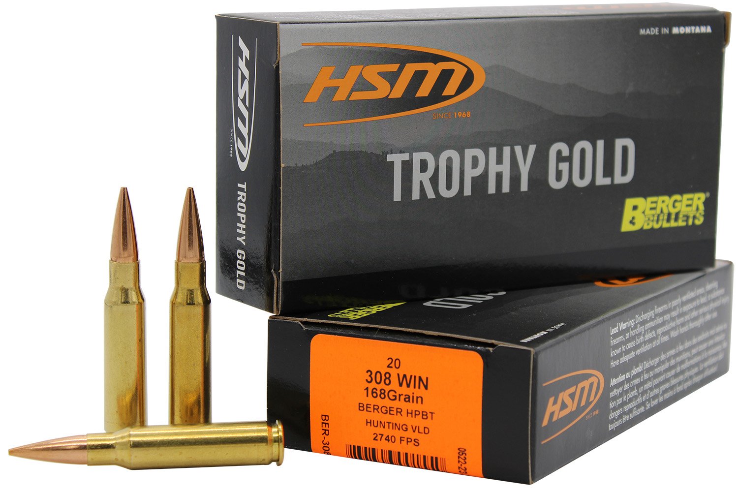 Buy HSM Ammunition Trophy Gold 308 Winchester 168Gr BTHP 20rd online