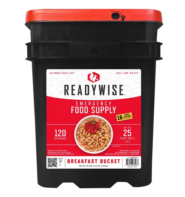 Wise Foods ReadyWise Breakfast Bucket 120 Servings Cereals Granola - Wise Foods, Inc.