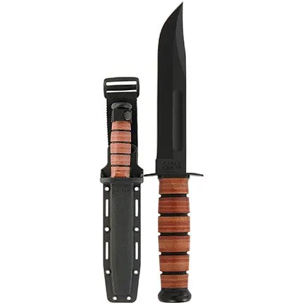 KA-BAR 5017 USMC Fighting Knife 7" Leather Handle 1095 Cro-Van Blade - Ka-Bar