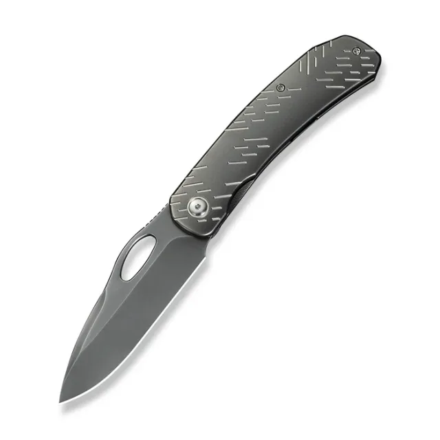 We Knife Inmate 3.7In CPM-20CV Satin Raindrop Polished Gray Titanium - We Knife