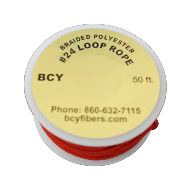 BCY Stiff Braided Polyester D-Loop Material, Red, 50 ft