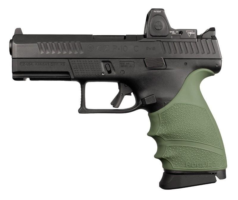 Hogue 17811 HandAll Beavertail Grip Sleeve CZ P-10 Compact OD Green - Hogue - 9mm