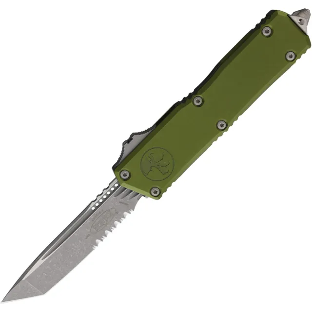 Microtech Scarab II G3 3.97 In ODG ALU HNDL Apocalyptic Part Serrate - MICROTECH