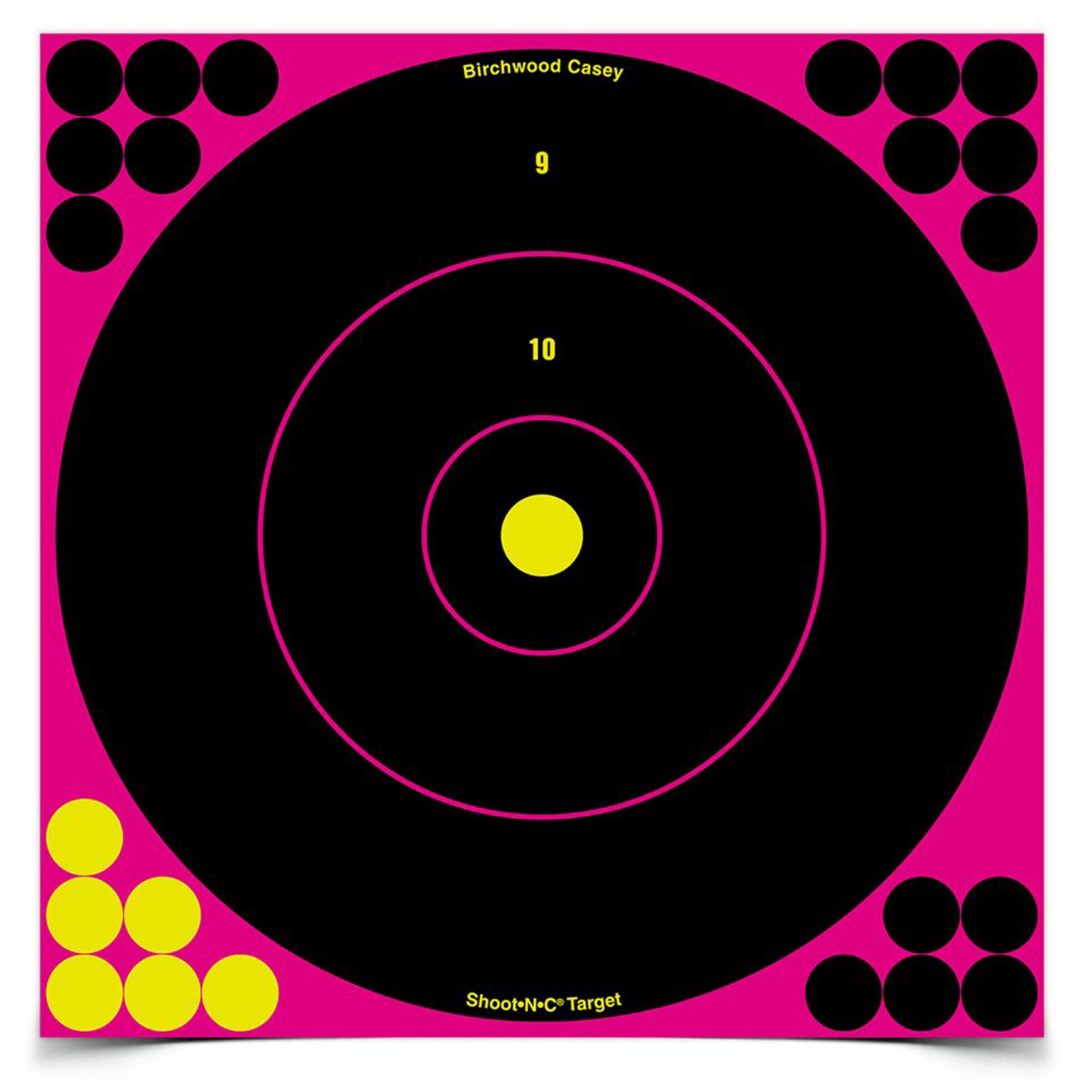 Birchwood Casey 34027 Shoot-N-C Reactive Target Black/Pink Self-Adhesive Paper Air Rifle 5 Targets - Birchwood Casey - 12"