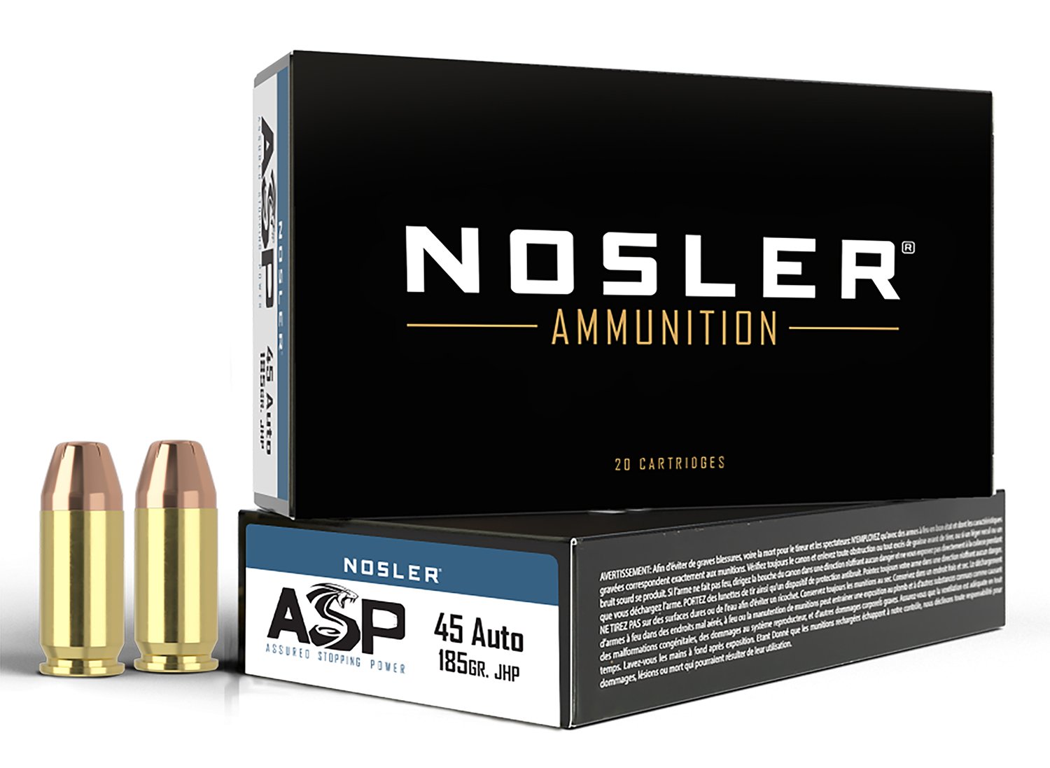 Nosler 51271 45 ACP 185 gr Jacketed Hollow Point 50 Rounds Box - Nosler - 45 ACP
