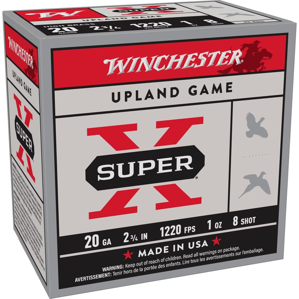 Winchester Super-X High Brass 2.75" 20 Gauge Ammo 8 25/box X208 - Winchester - 20 Gauge