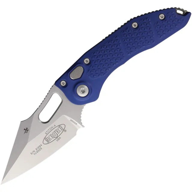 Microtech Stitch 169-10NA 3.75 In Auto SE Stonewash Navy Alu Handle