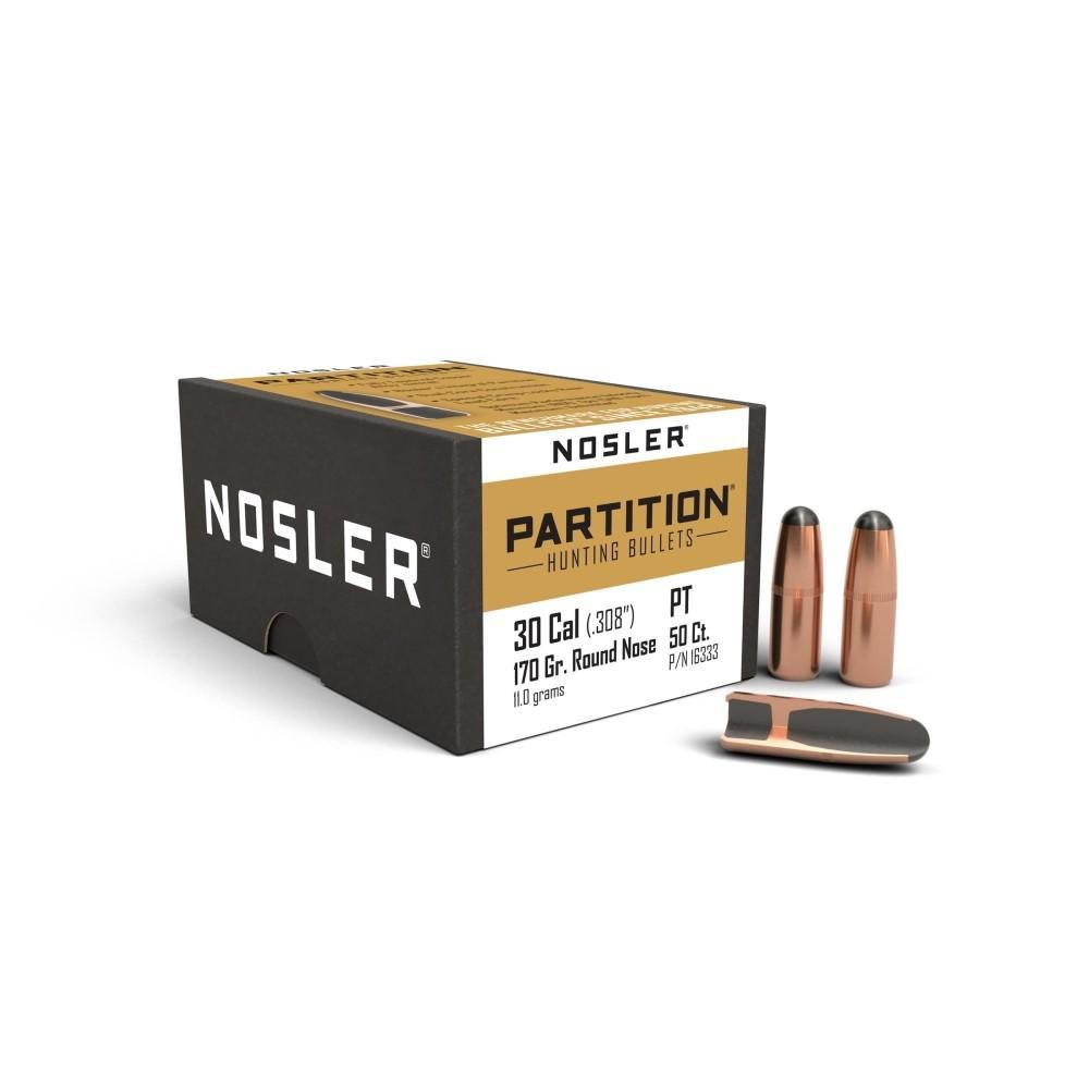 Nosler Partition Bullets .30 Cal 170 Gr RN 50 Count - Nosler - 30 CALIBER