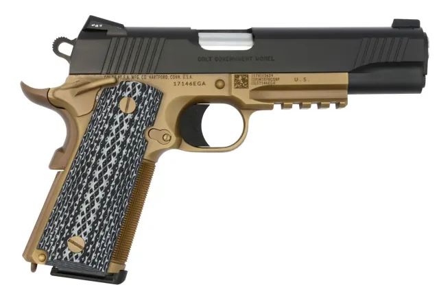 Colt O1070CQBFB 1911 Government Custom 45ACP 5" 8+1 FDE Frame, Black Slide, G10 Grip, National Match Barrel