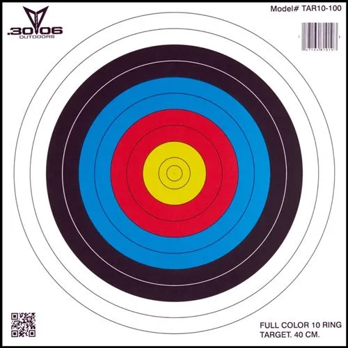 30-06 Outdoors TAR10100 10-Ring Paper Target 17"x17" 100 Pack - 30-06 Outdoors