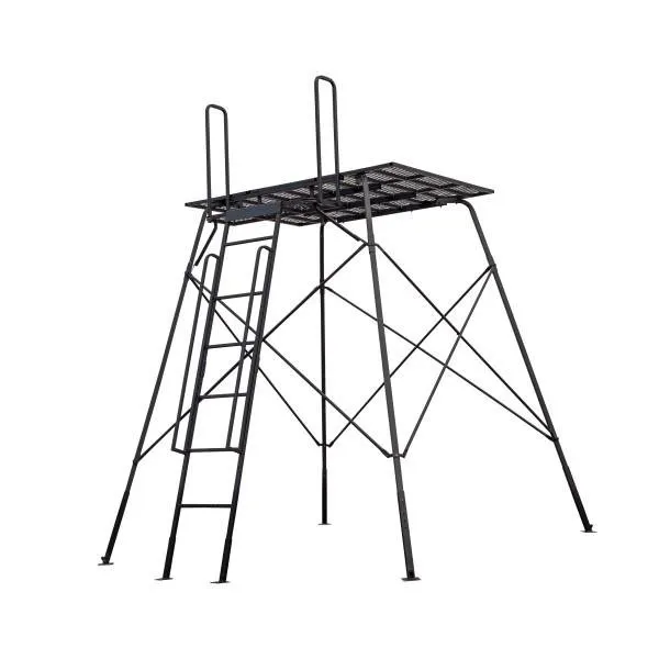 River's Edge LM550T 8 ft Tower Blind Stand, Steel Tubing, 5-Point Anchor - Ardisam (River's Edge/ Barronett Blinds)