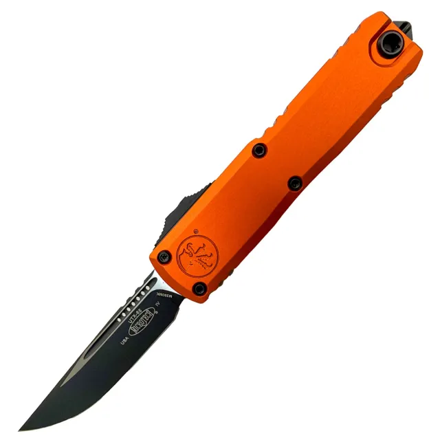 Microtech UTX-85 Gen IV 3.1 In Single Edge Black Aluminum Orange Handle - MICROTECH