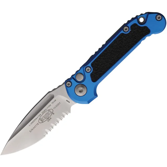 Microtech LUDT G3 3.5 In Partial Serrated Blue Stonewash Aluminum Handle - MICROTECH