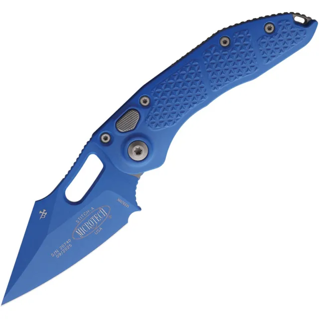 Microtech Stitch Auto 3.75 In SE Blue Cerakote Aluminum Handle - MICROTECH