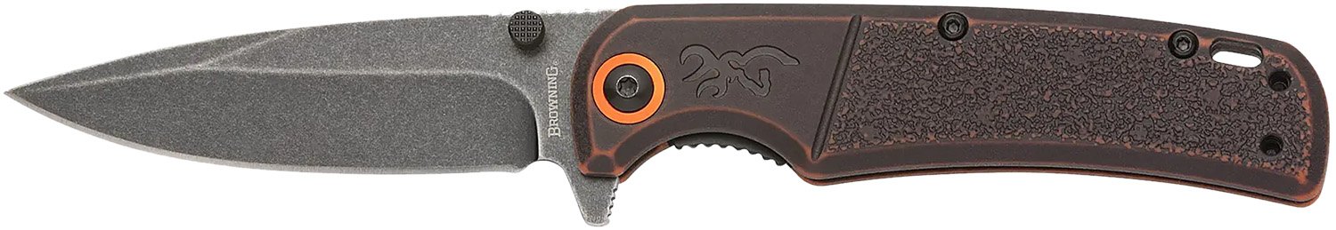 Browning 3220581B Knife, Slim Wash Orange/Black Blade - Browning