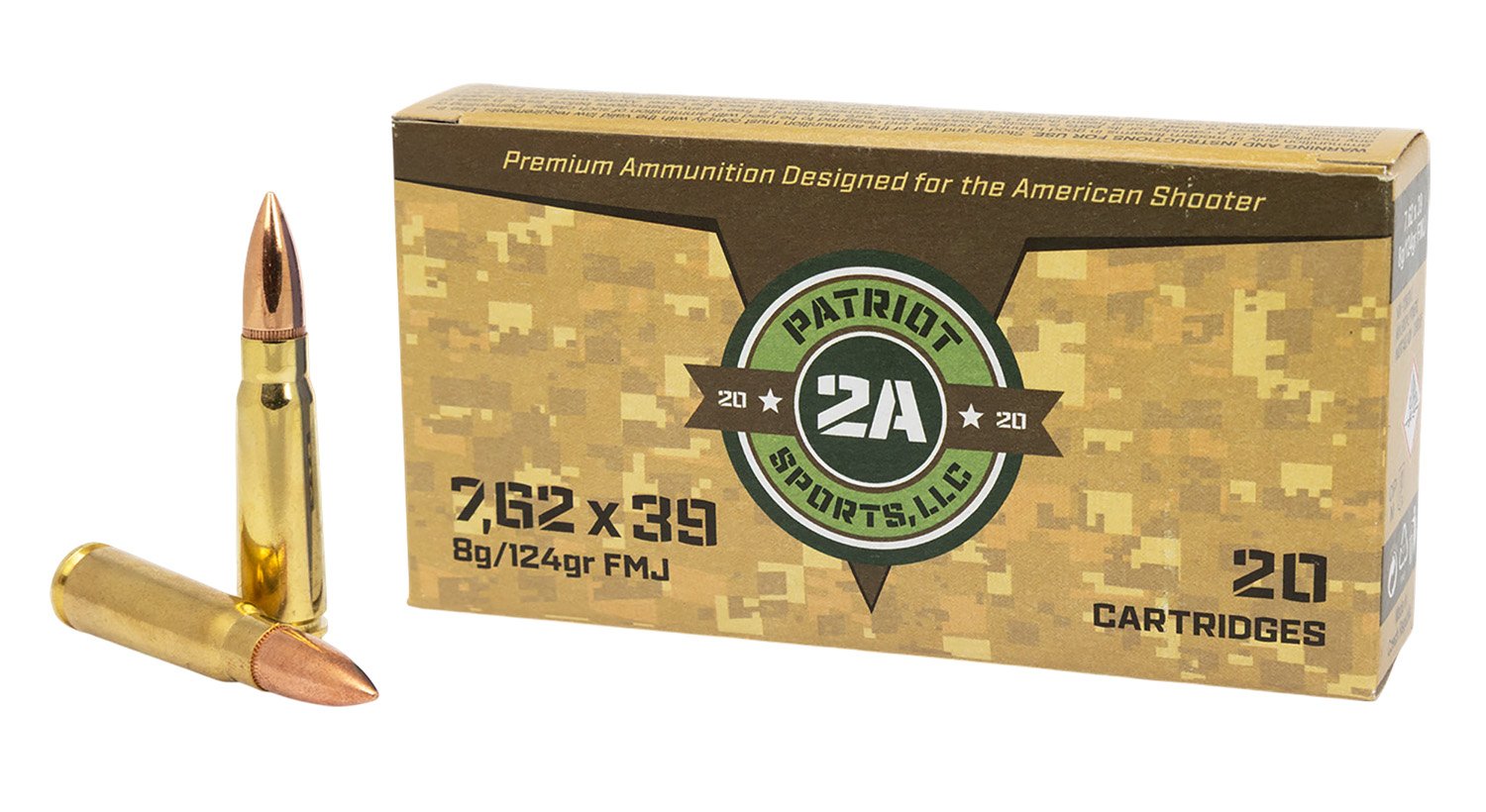 Buy PATRIOT SPORTS LLC P762124F 7.62x39mm 124gr Full Metal Jacket 20 Per Box/50 Case online
