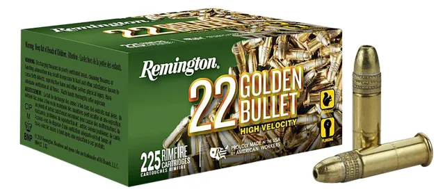 Remington Golden Bullet 22 LR, 36 Grain HP, 225 Rounds - High Velocity, Brass Cased Rimfire Ammo - Remington Arms Company, LLC - 22 LR