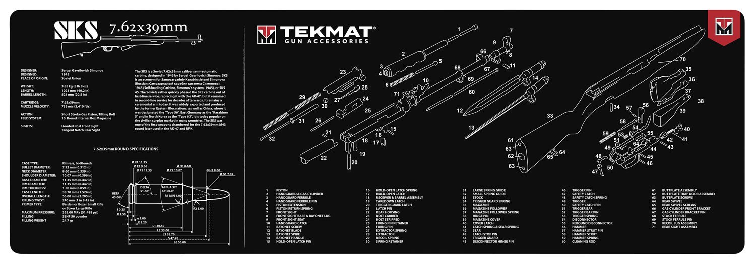 Buy TekMat TEKR36SKS SKS Gun Cleaning Mat 12"x36"x1/8" Rubber Surface online