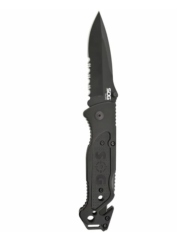 S.O.G SOGFF25CP Escape 3.40" Folding Clip Point Part Serrated Black... - SOG