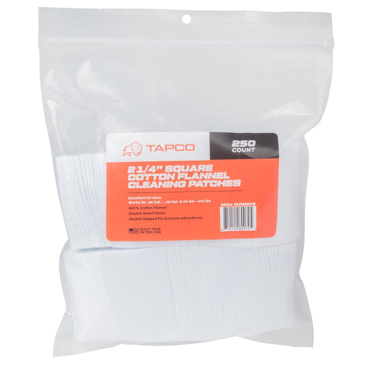 Buy Tapco TAP22073 38-45 Cal 2.25In Cotton Square Patches 250Ct 2.25" SQUARE online