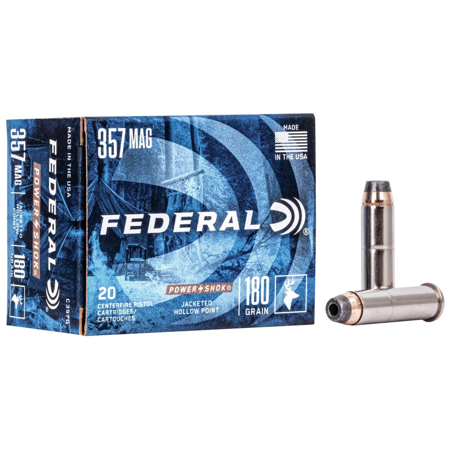 Federal C357G 357 Magnum 180 Grain Jacketed Hollow Point 20 Rounds - Federal Premium Ammunition - 357 Mag