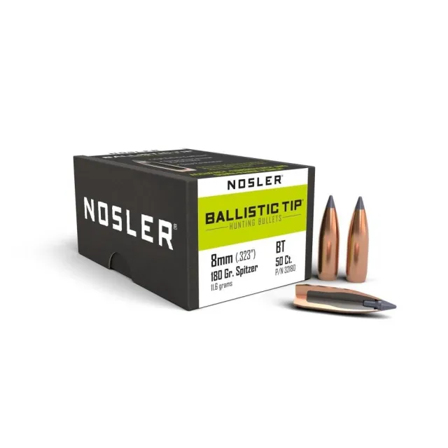Nosler 32180 Ballistic Tip 8mm .323 180gr SBT-BTIP 50ct - Nosler - 8MM