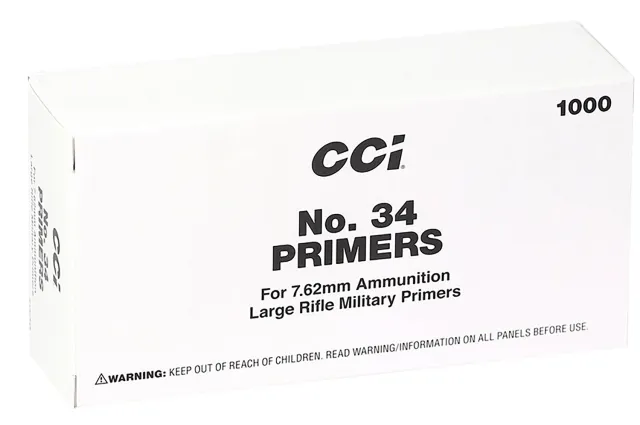 CCI No. 34 Mil-Spec 7.62mm Rifle Primers 1000/Box - CCI - 7.62mm for sale at Smoke Wagon Firearms