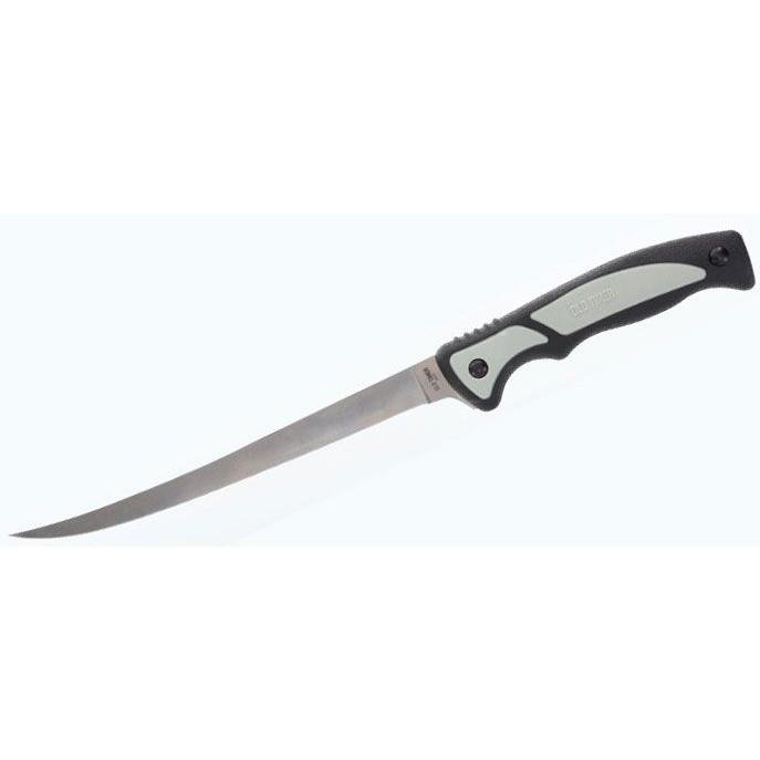 Buy Old Timer Trail Boss Fillet Knife, 7.5in Stainless Steel Blade, Full Tang, TPE Handle, Black-Grey, Molded Sheath Included online
