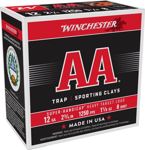 Winchester AA TRGT 12GA 2.75" 1250FPS 1-1/8OZ 8 Shot Size 250RD - Winchester - 12 Gauge