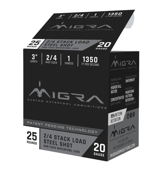 Migra Ammunitions M20S24 20 Gauge 3 In 1 Oz 2/4 Shot 25 Rounds - Migra Ammunitions - 20 Gauge
