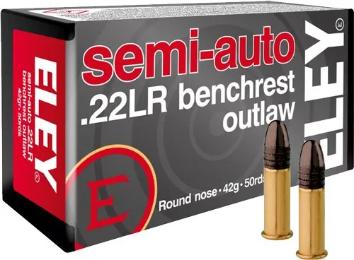 Eley Outlaw .22 LR 42gr Lead Solid 1085fps 50rd Benchrest Ammo