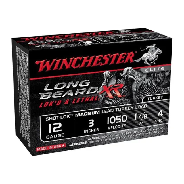 Winchester STLB123M4 Long Beard XR Turkey Shotshell 12 Gauge 3" 1 7/8 oz #4 Shot 1050 FPS 10 Rounds
