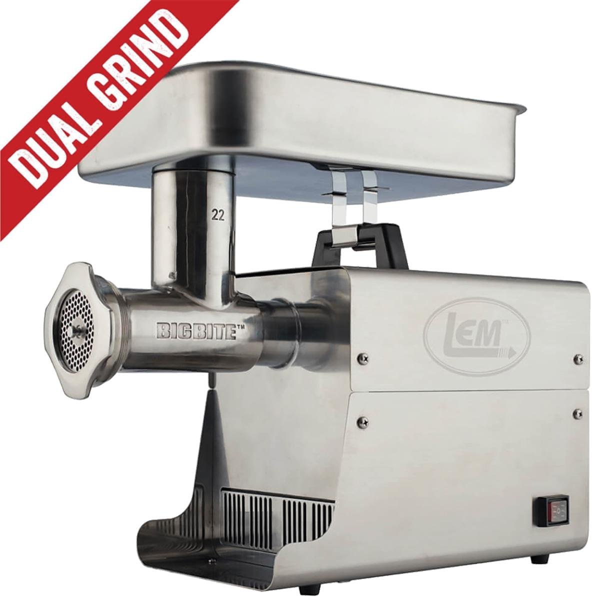 LEM Big Bite Dual Grind Meat Grinder 1 HP 13 lbs/min #22 Head - DNZ Products