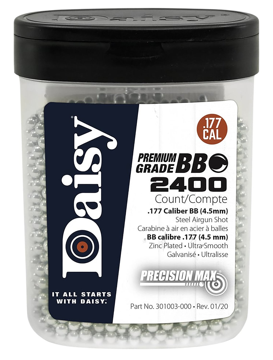 Daisy PrecisionMax Premium .177 Zinc-Plated Steel 2400 Per Bottle - Daisy Manufacturing Co., Inc. - 177