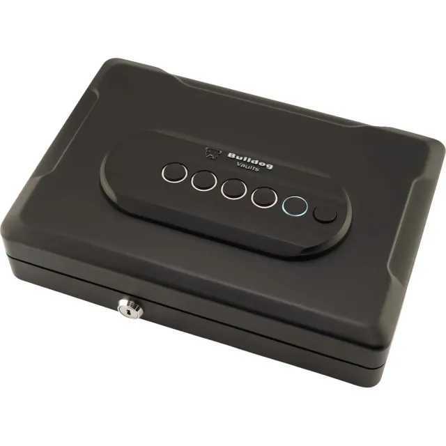 Bulldog Cases Single Pistol Vault 13"x8.25"x2.75" Trio Lock-Key LED Code - Bulldog