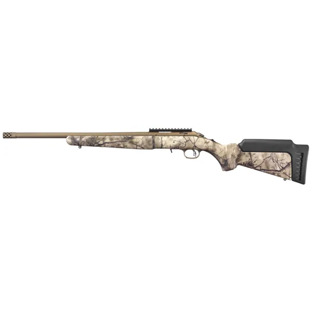 Buy Ruger 8372 American Rimfire 22 LR, 18" Threaded Barrel, Muzzle Brake, Bronze Cerakote, GoWild Camo I-M Brush Synthetic Stock, 10-Round Capacity, Adjustable Trigger, Optics Ready online