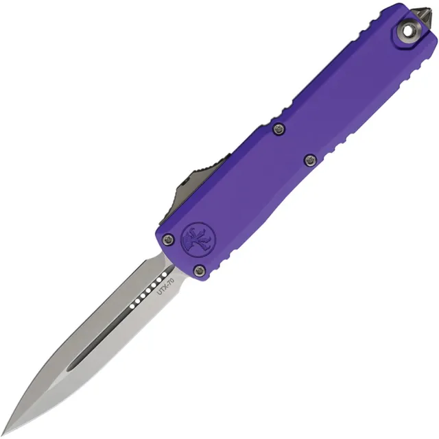 Microtech UTX-70 G4 2.5 In D/E Stonewash Purple ALU Handle - MICROTECH for sale at Iron and Lace