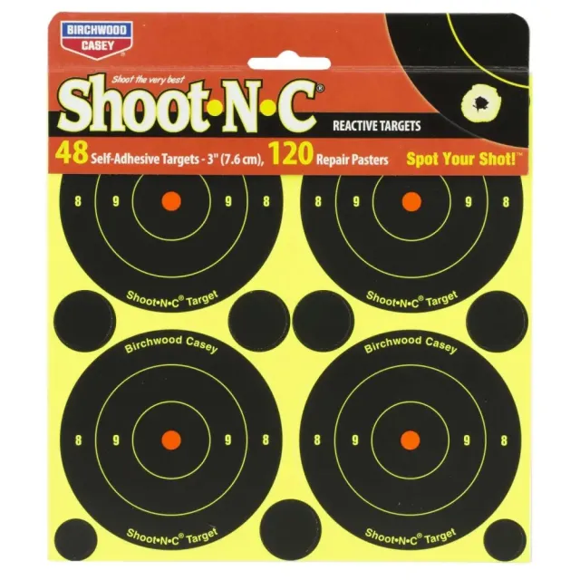 Birchwood Casey Shoot-N-C Black/Yellow Self-Adhesive 12 Targets 3" - Birchwood Casey - 3"