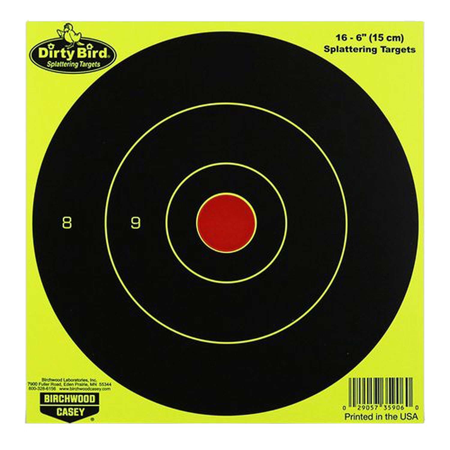 Birchwood Casey 35906 Dirty Bird 6 Inch Bullseye Target 16 Pack Black Yello - Birchwood Casey
