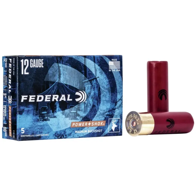Federal F13100 Power-Shok 12 Gauge 3 in 00 Buckshot 5 Rounds - Federal Premium Ammunition - 12 Gauge