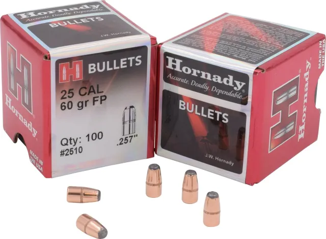 Horn Hunter 2510 Varmint 25 Caliber .257 60gr Flat Point Bullets - Hornady - 25 Caliber