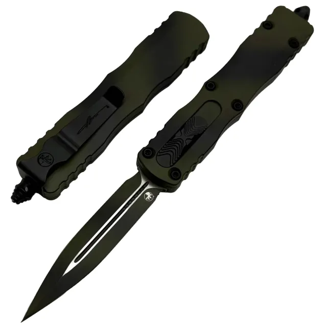 Microtech Dirac 2.92 In Double Edge ODG War Paint Aluminum Handle - MICROTECH