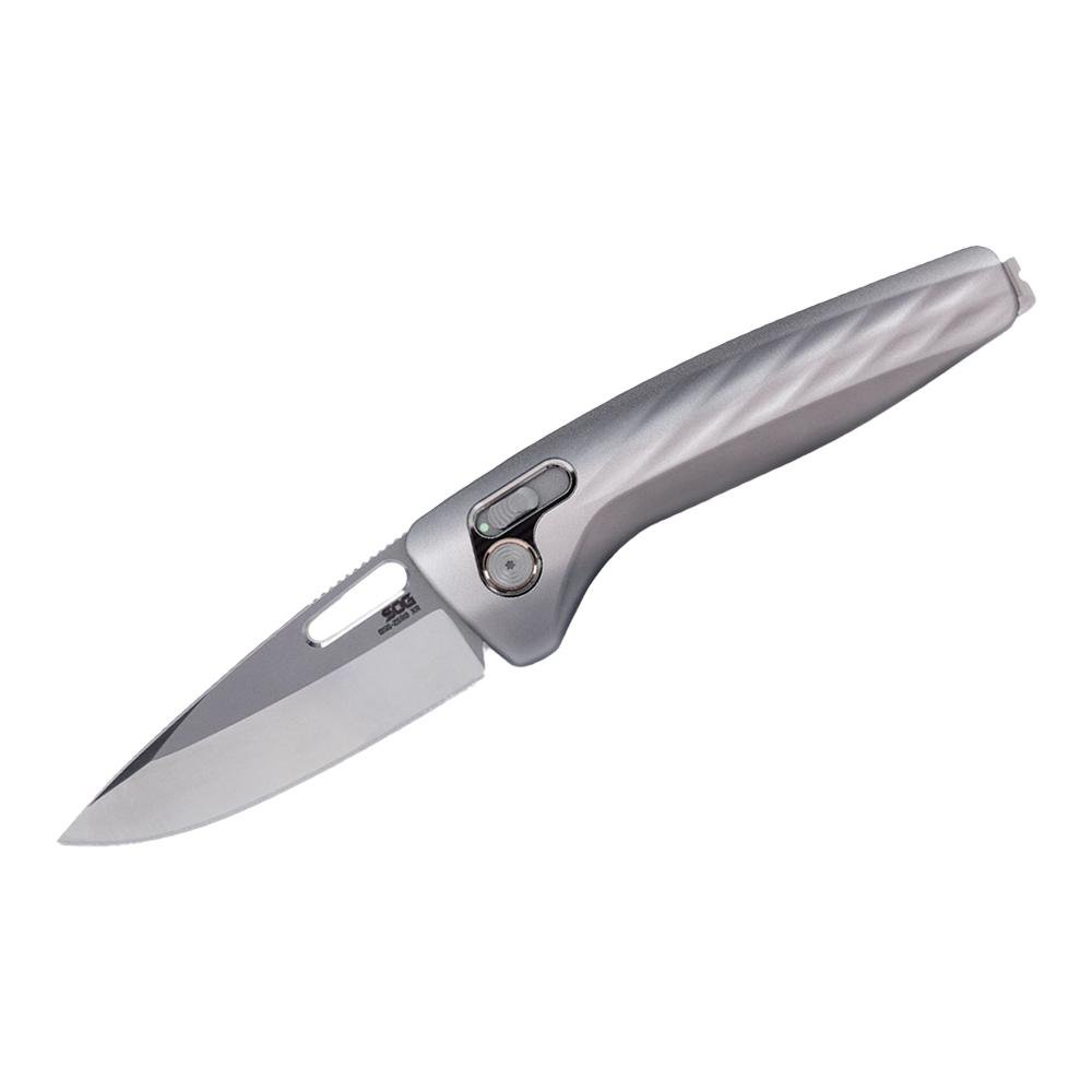 SOG Knives One-Zero XR Folding Knife 3-1/10 Drop Point Blade Silver Black - SOG