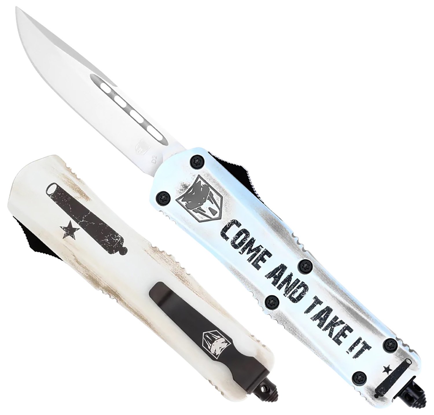 Buy CobraTec FS-3 SCATIFS3DNS 3" D2 Steel OTF Knife White Aluminum Handle online