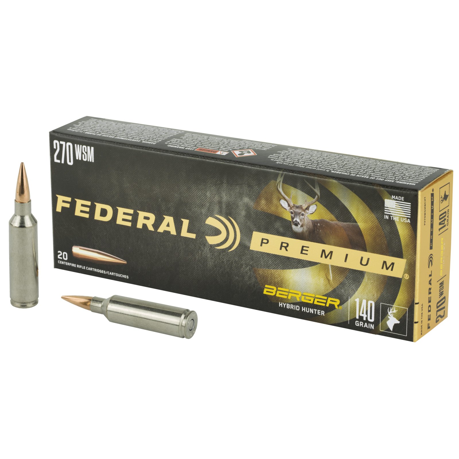 Federal P270WSMBCH1 Premium 270 WSM 140gr Berger Hybrid Hunter Ammo - Federal Premium Ammunition - 270 WSM