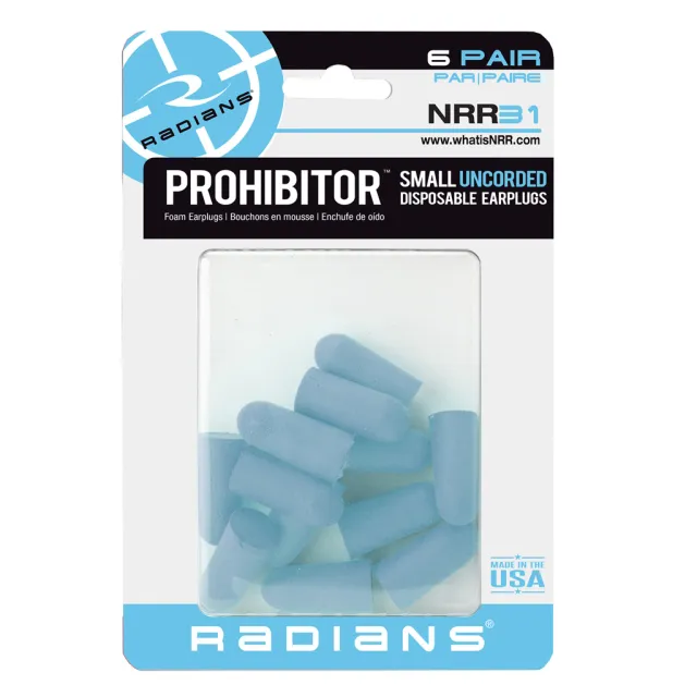 Radians Prohibitor Small Foam Earplugs 6 pr. - Radians