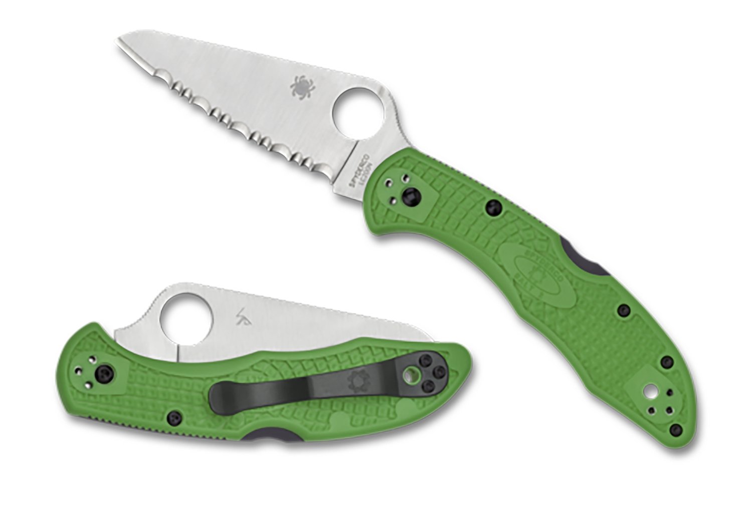 Spyderco C88FSGR2 Salt 2 3" Serrated H1 Steel Blade Green FRN Handle - Spyderco