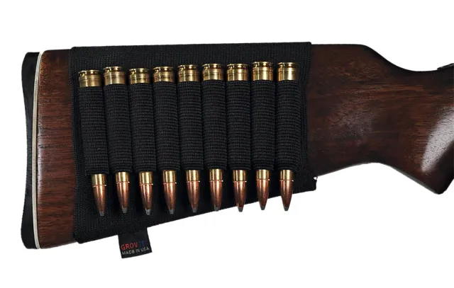 GrovTec 9 Shell Rifle Buttstock Ammo Holder Black - Grovtec