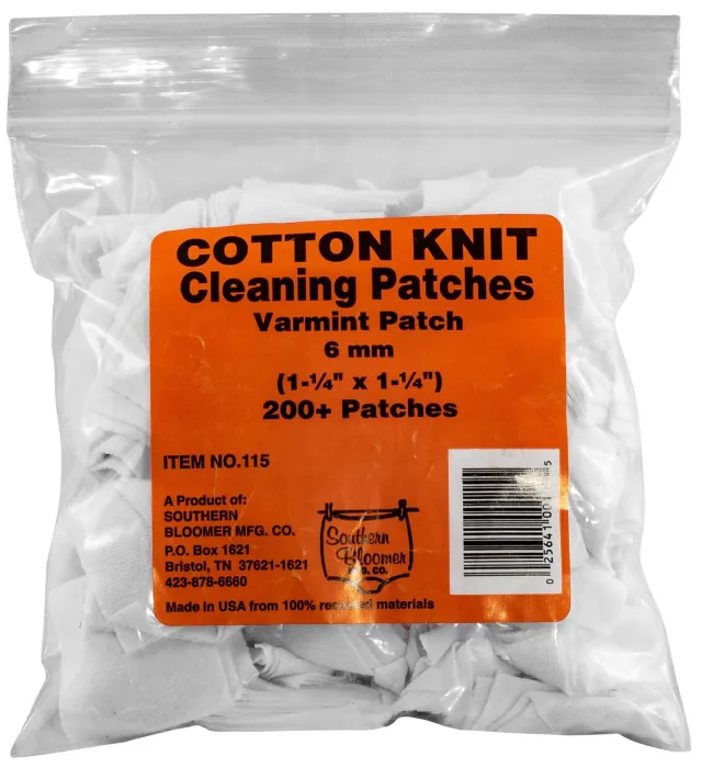 Southern Bloomer 6mm Cotton Varmint Cleaning Patches 200-Pack - SBC - 6MM